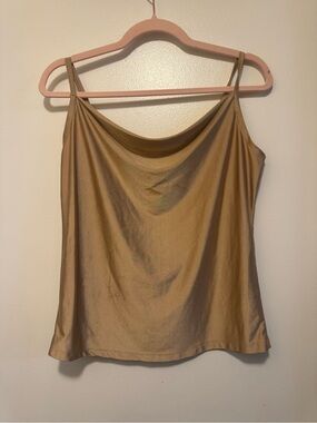 Women’s Satin Cowl Neck Camisole in Tan